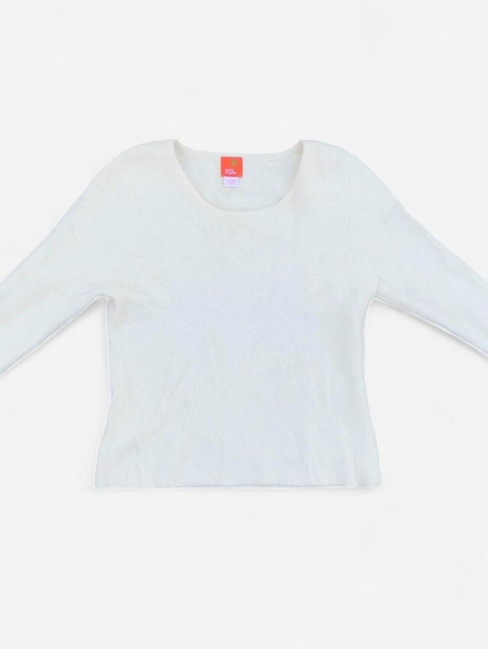 Beach of Palm Cream Fuzzy Soft Angora 3/4 Sleeve Sweater